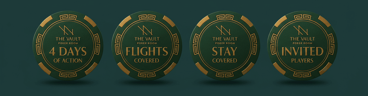 The Vault cash festival chips: 4 Days of Action, Flights Covered, Stay Covered, Invited Players